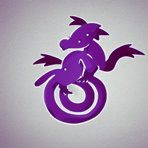 Image similar to very cute small purple dragon with well-designed head and four legs, 2d minimalism, logo, ink