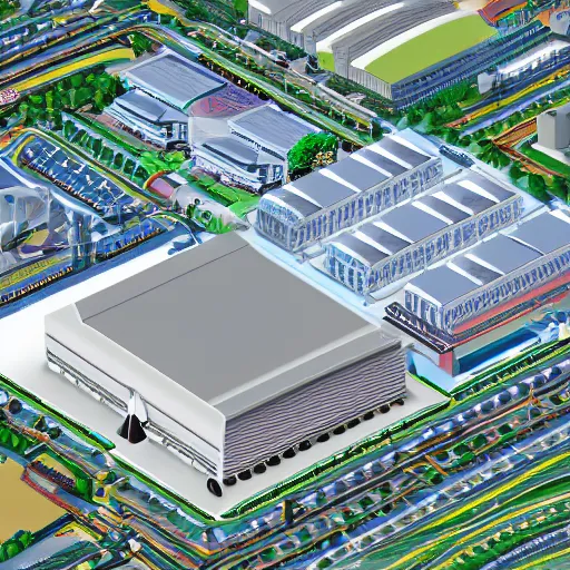 Image similar to 3 d isometric illustration of taiwan manufaturing factory seen from the air