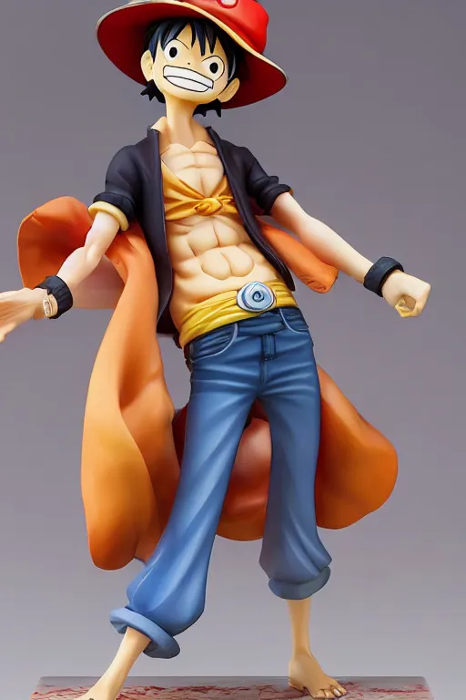 Image similar to figurine of luffy wearing an elegant summer blouse, personification, official store photo, commercial photo, featured on amiami, lovecraftian, 8 k, 8 5 mm, beautiful composition