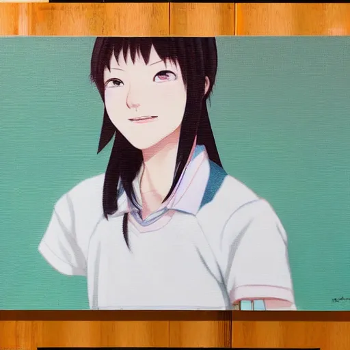 Image similar to a high detail portrait of high school girl by makoto sinkai, by BUNBUN, in simple background, CLIP STADIO, mad painting