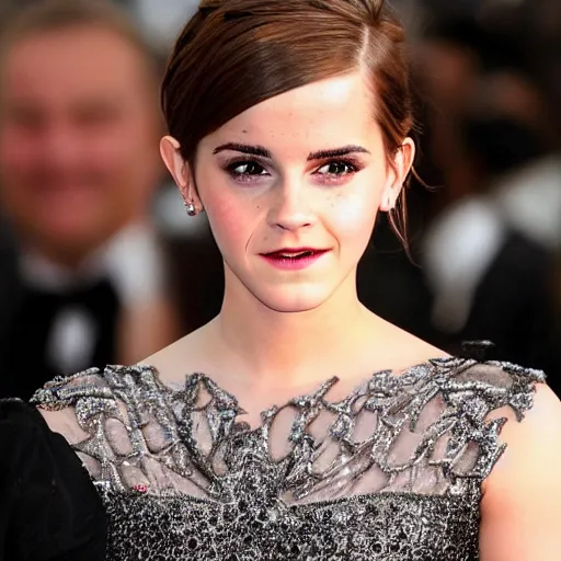 Prompt: Emma Watson the Queen of Ice Castle, highest detail