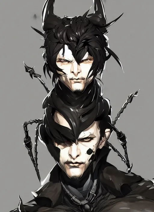 Prompt: portrait of an anthropomorphic sly beetle. in style of yoji shinkawa and hyung - tae kim, trending on artstation, dark fantasy, great composition, concept art, highly detailed, dynamic pose, vibrant colours.