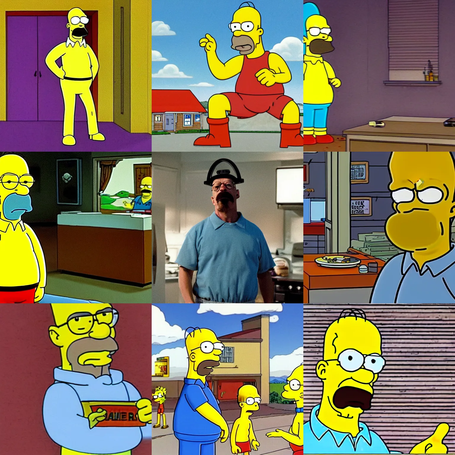 Prompt: a photograph of walter white as homer simpson in the simpsons ( 1 9 8 9 )