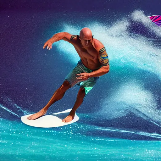 Prompt: kelly slater, psychedelic surfing, octane render, 8k, ultra detailed, iso 100