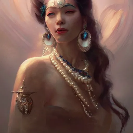 Prompt: a beautiful portrait of a pearl goddess by greg rutkowski and raymond swanland, trending on artstation, ultra realistic digital art