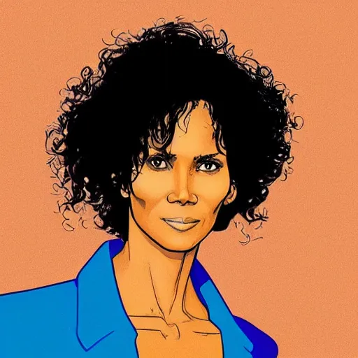 Image similar to “ halle berry retro minimalist portrait by jean giraud, moebius, sharp, smooth face, comic, 8 k ”