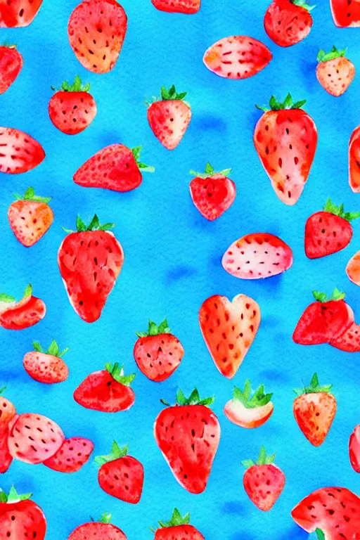 Image similar to minimalist watercolor art of strawberries, illustration, vector art