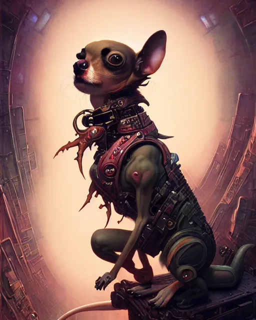 Prompt: rabid chihuahua fantasy character portrait, ultra realistic, wide angle, intricate details, blade runner artifacts, highly detailed by peter mohrbacher, boris vallejo, hajime sorayama aaron horkey, gaston bussiere, craig mullins