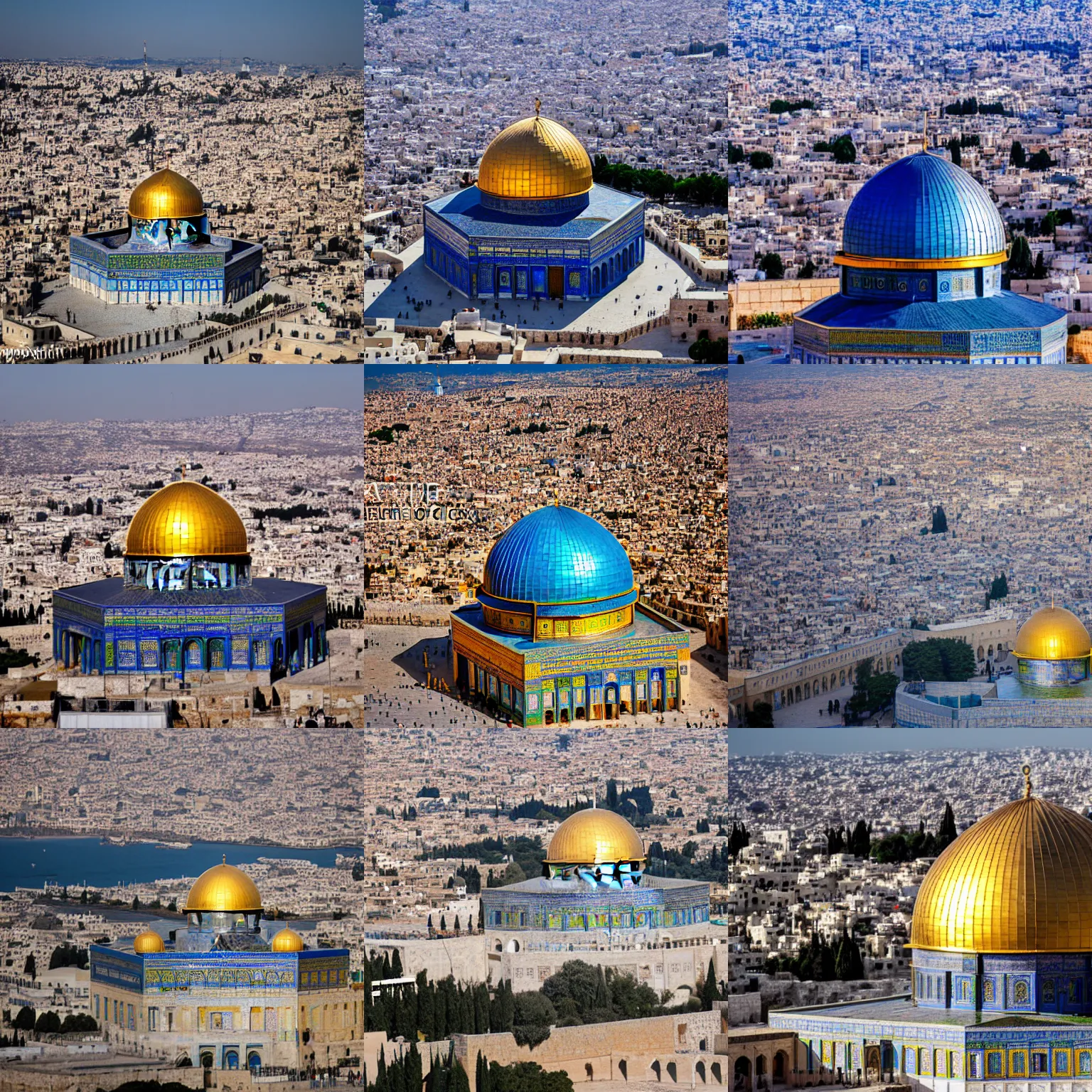 Prompt: dome of the rock, aerial photography, high quality, detailed, 4 k