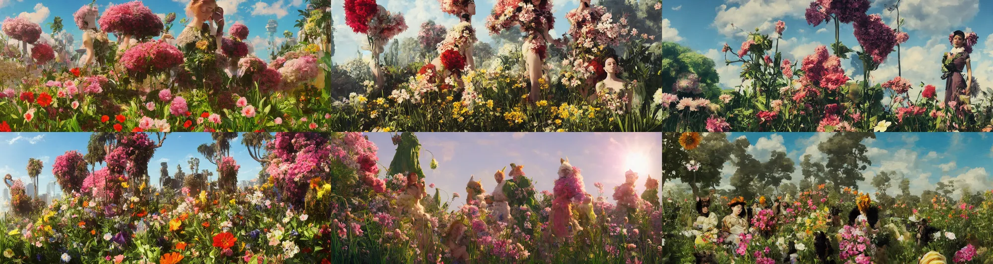 Prompt: Botanical furs flowers by Velasquez, sunny day, epic atmosphere, Trending on Artstation, serene, retro futurism, calm