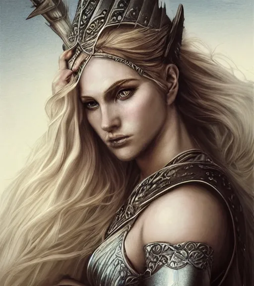 Prompt: portrait of very beautiful aphrodite goddess as an archer, arrow on the head, beautiful piercing eyes, flowing blonde hair, realistic face, black and white drawing, in the style of greg rutkowski, fantasy, amazing detail, epic, intricate, elegant, smooth, sharp focus