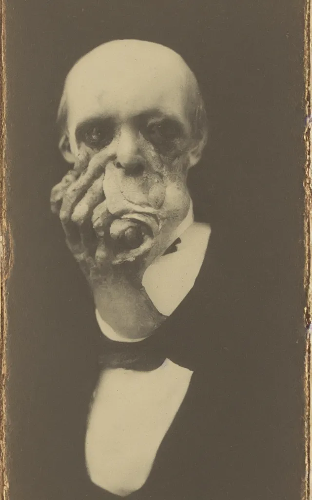 Prompt: portrait of a creepy victorian man with a beak, daguerreotype, studio lighting, hyperrealistic, ultra detailed