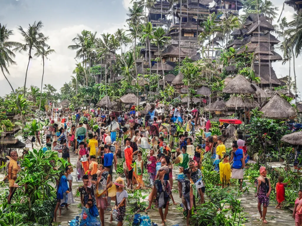 Prompt: a photo of futuristic bali island in the year 2 0 2 5, perfect faces, 5 0 mm, award winning photography