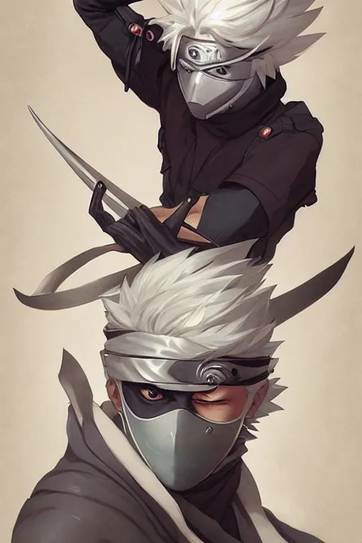 Image similar to kakashi, anime, fantasy, intricate, elegant, highly detailed, digital painting, artstation, concept art, matte, sharp focus, illustration, art by Artgerm and Greg Rutkowski and Alphonse Mucha