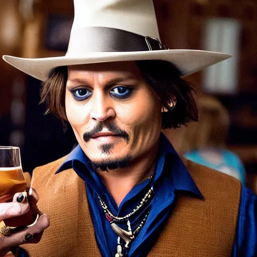 Prompt: johnny depp drinking irish cream