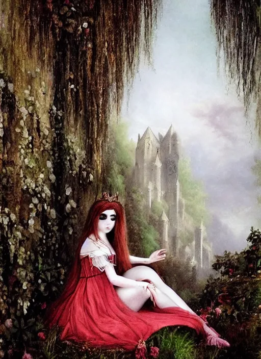 Prompt: gothic princess in a scenic environment. by * * henriette ronner * *