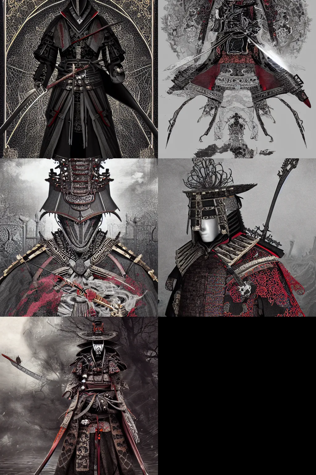 Image similar to Victorian Gothic Samurai, hd, intricate, bloodborne, 8k, digital art