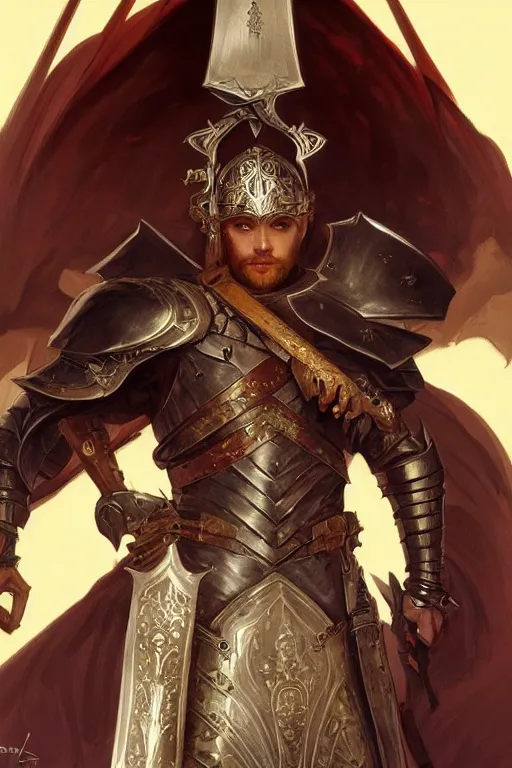 Prompt: portrait of dark fantasy warrior named Aaron wearing medieval armor, double wielding daggers, elegant, intricate, full frontal shot, highly detailed, digital painting, artstation, concept art, sharp focus, illustration, art by artgerm and greg rutkowski and alphonse mucha