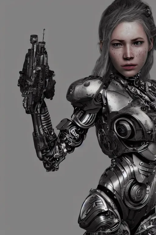 Image similar to cyborg girl warrior, ultra realistic, concept art, intricate details, highly detailed, photorealistic, octane render, 8 k