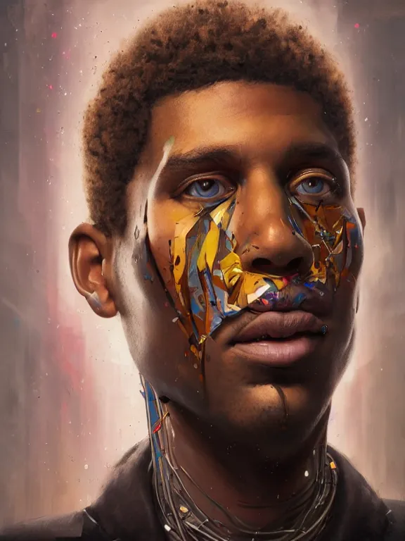 Prompt: art portrait of Harvey Price ,8k,by tristan eaton,Stanley Artgermm,Tom Bagshaw,Greg Rutkowski,Carne Griffiths,trending on DeviantArt,face enhance,hyper detailed,minimalist,cybernetic, android, blade runner,full of colour,