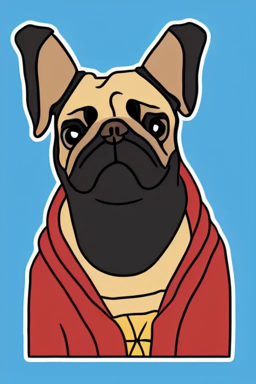 Prompt: Portrait of a pug as the pope, medieval, sticker, colorful, illustration, highly detailed, simple, smooth and clean vector curves, no jagged lines, vector art, smooth