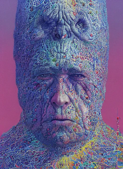 Image similar to alex jones by lisa frank and zdzislaw beksinski