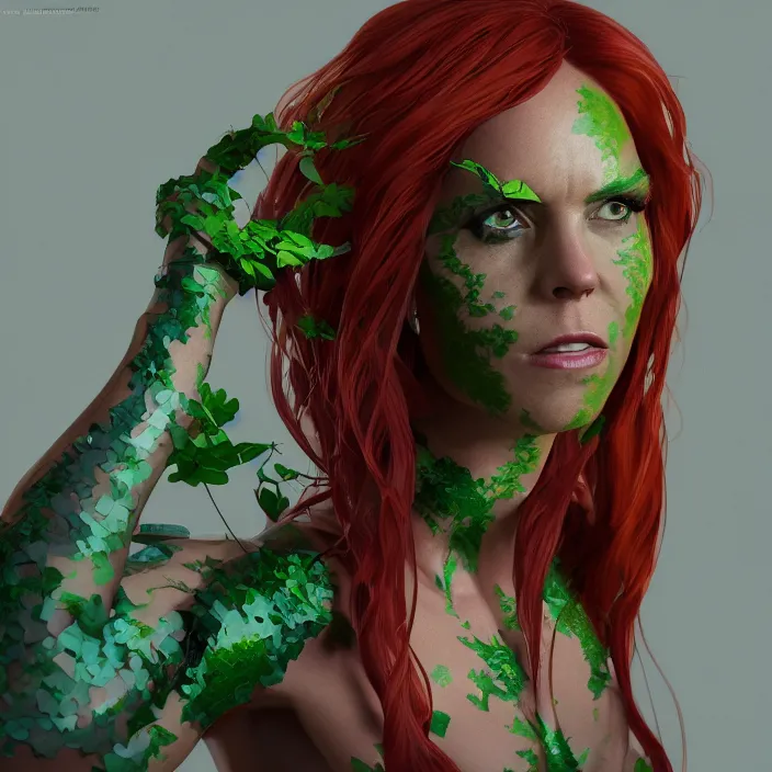 Image similar to portrait of Melanie C as a Poison Ivy. intricate artwork. by Tooth Wu, wlop, beeple, dan mumford. octane render, trending on artstation, greg rutkowski very coherent symmetrical artwork. cinematic, hyper realism, high detail, octane render, 8k