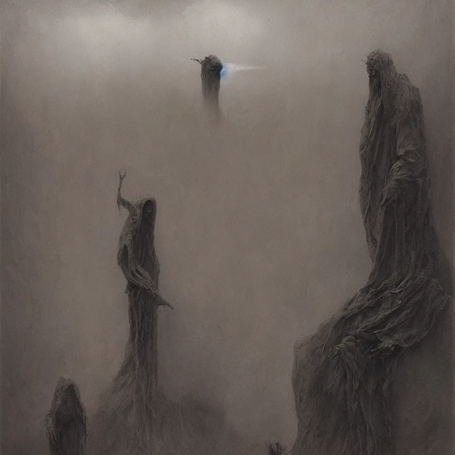 Prompt: false prophet by zdzislaw beksinski, color