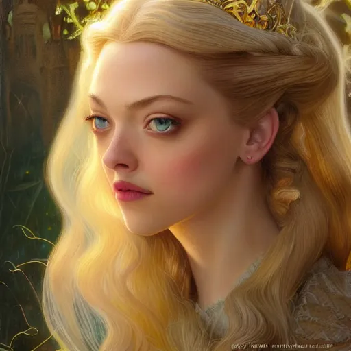 Image similar to beautiful young amanda seyfried as the rapunzel princess, closeup, d & d, fantasy, intricate, elegant, highly detailed, digital painting, artstation, concept art, matte, sharp focus, illustration, art by artgerm and greg rutkowski and alphonse mucha