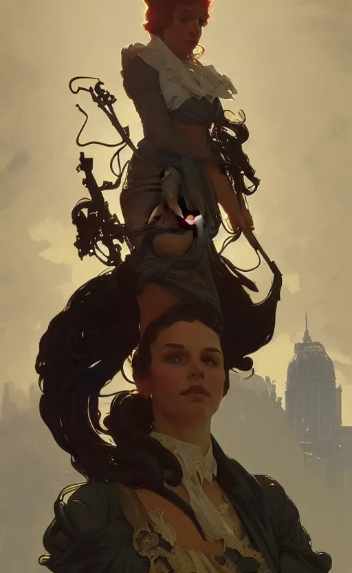 Image similar to a personification of The United States of America, highly detailed, digital painting, artstation, concept art, sharp focus, illustration, art by greg rutkowski and alphonse mucha