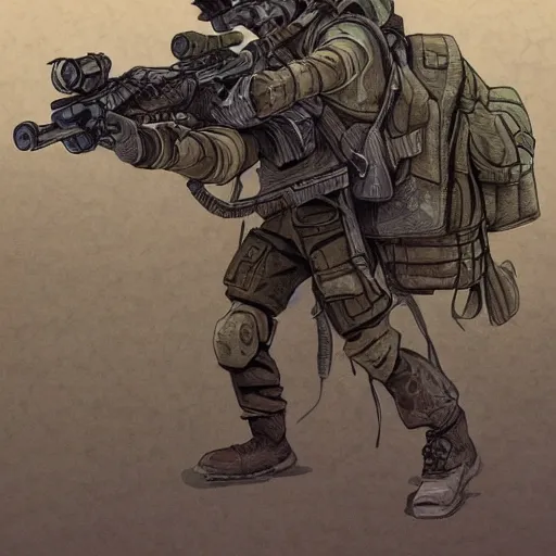 Image similar to somethingawful goon sniper, illustration, detailed