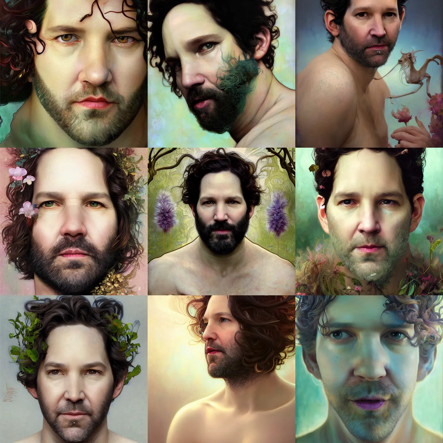 Prompt: ultrarealistic Portrait of ethereal Paul Rudd as Satyr, calm, 4k digital masterpiece by Jana Brike and Anna Dittman and Alberto Seveso Ruan Jia, rossdraws and alphonse mucha and loish and WLOP, fantasycore, Hyperdetailed, realistic digital painting, soft lighting, featured on Artstation