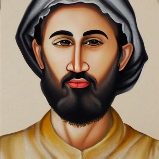 Image similar to a detailed, hyper realistic painting of the prophet muhammad.