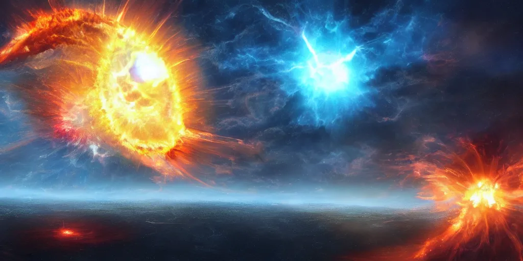 Image similar to sun going supernova, apocalyptic fantasy, mmo, digital art, 4 k