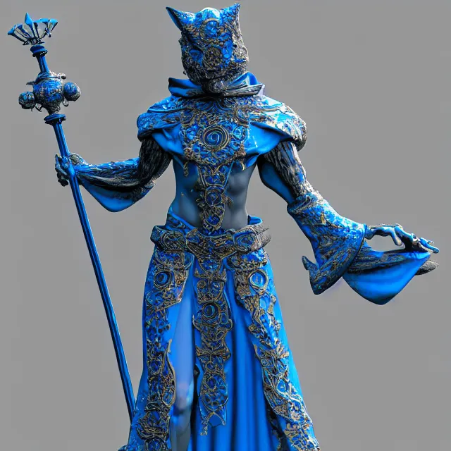 Image similar to elemental water witch in ornate blue robes and staff, highly detailed, 8 k, hdr,, clayton crain