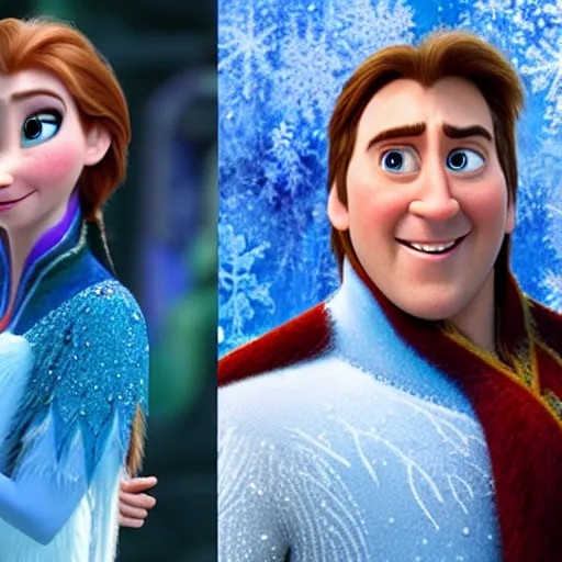 Image similar to nic cage in frozen,