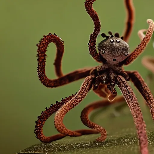 Prompt: National Geographic photo of spiders with octopus tentacles