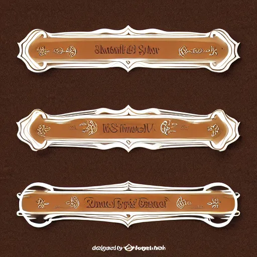 Prompt: set of styled parchment ribbons and banners on the white background in engraving style