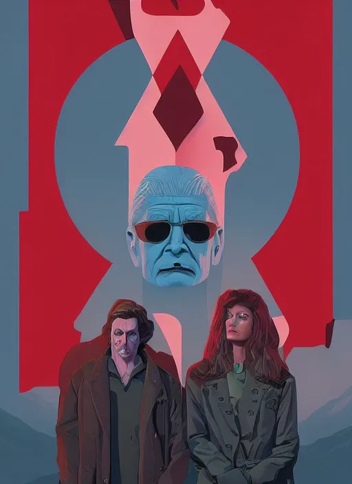 Prompt: Twin Peaks movie poster artwork by Michael Whelan and Tomer Hanuka, Rendering of The ego separates, from a scene from Twin Peaks, clean, full of detail, Matte painting, trending on artstation and unreal engine