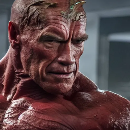 Prompt: film still of Arnold Schwarzenegger as Drax in Guardians of the Galaxy