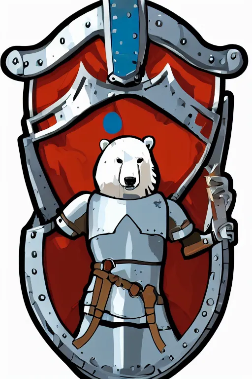 Image similar to Portrait of a polar bear in medieval armor, knight, medieval, sticker, colorful, illustration, highly detailed, simple, smooth and clean vector curves, no jagged lines, vector art, smooth