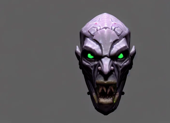 Image similar to necromancer head, stylized stl, 3 d render, activision blizzard style, hearthstone style, darksiders art style, greg rutkowski style