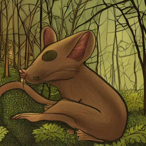 Prompt: maus in forest, by rivuletpaper, rivuletpaper art, harsh tales cruel tales, very detailed, Illustration art