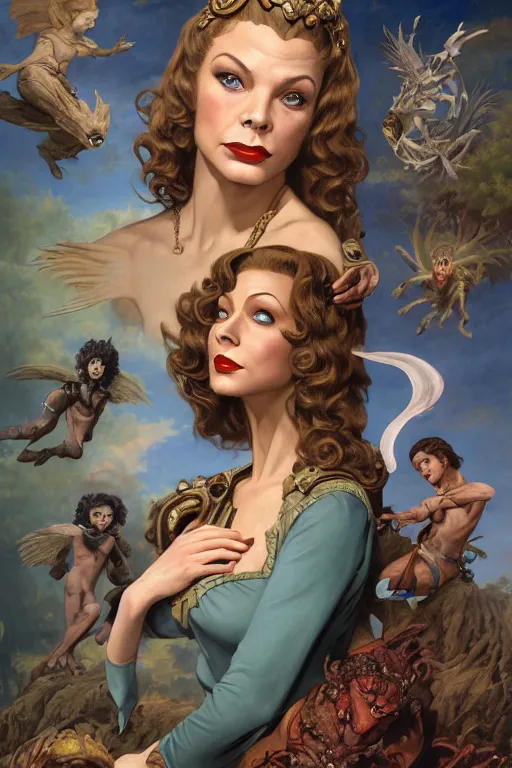 Prompt: A fantasy comic book style portrait painting of Lauren Bacall, hybrid, Susan Hayward, as an Atlantean Reptilian Warrior, François Boucher, Oil Painting, Mystical Valkyrie, unreal 5, DAZ, hyperrealistic, octane render, Regal, Refined, Detailed Digital Art, RPG portrait, William-Adolphe Bouguereau, Michael Cheval, Walt Disney (1937), Steampunk, dynamic lighting, Highly Detailed, Cinematic Lighting, Unreal Engine, 8k, HD