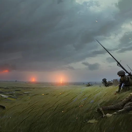 Image similar to the battle of the somme, highly detailed, digital painting, concept art, sharp focus, by makoto shinkai