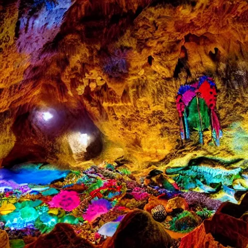 Image similar to cave of golden treasure and colorful jewels