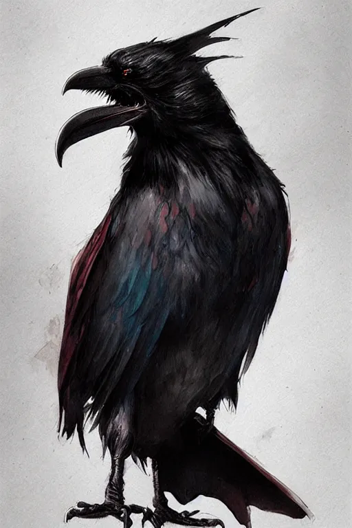 Image similar to raven, water color, D&D, fantasy, highly detailed, digital painting, artstation, concept art, matte, sharp focus, illustration, art by Ivan Gantschev and Greg Rutkowski