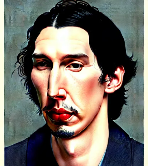 Prompt: portrait of adam driver by norman rockwell and ikenaga yasunari and ayana otake and ko rakusui