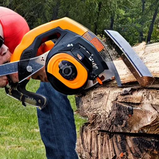 Image similar to two chainsaws kissing