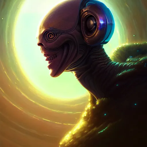 Image similar to highly detailed portrait from a male alien, extraterrestrial, aquatic, stephen bliss, unreal engine, fantasy art by greg rutkowski, loish, rhads, ferdinand knab, makoto shinkai and lois van baarle, ilya kuvshinov, rossdraws, tom bagshaw, global illumination, radiant light, detailed and intricate environment